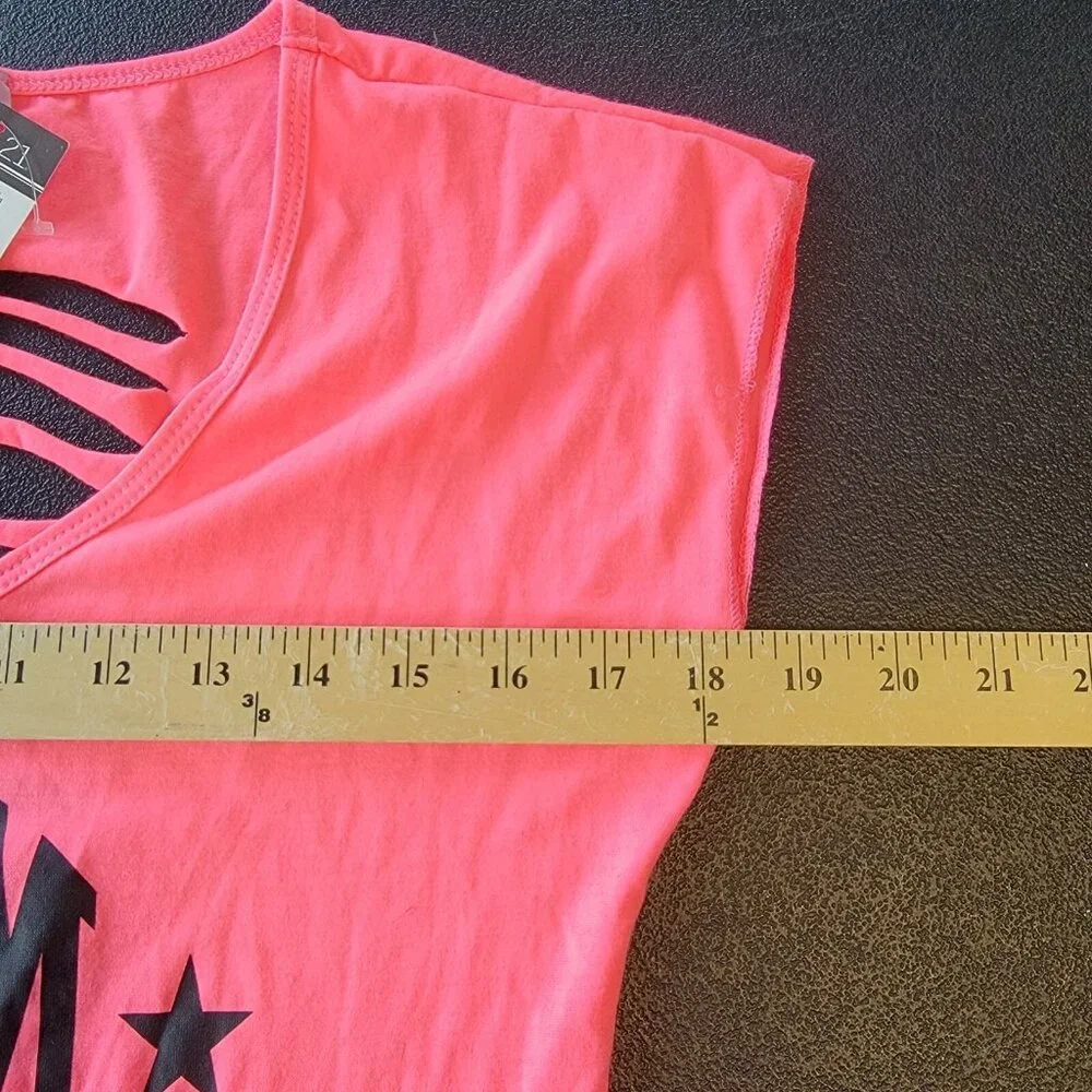 Miss‎ Popular Shirt Kids Girls Sz XL Cold Shoulder Team Bae Hot Pink NEW NWT